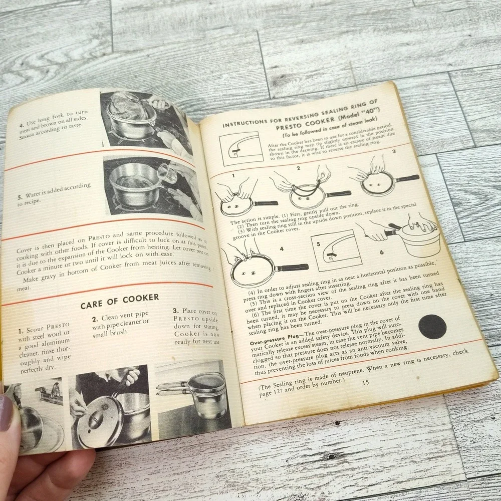 Presto Cooker Recipe Manual Booklet 1955 for Stovetop Pressure Pan w Time Tables